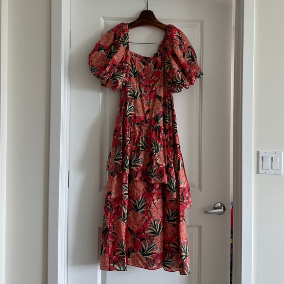 Farm Rio Red Pineapple Bloom Cut Out Midi Dress - Picture 8 of 9